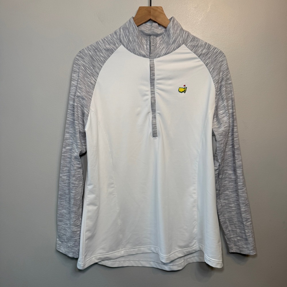 Magnolia Lane Tech Masters Golf Quarter Zip Pullover White Grey X-Large